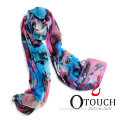 Popular Roseo Blue screen printing silk scarf